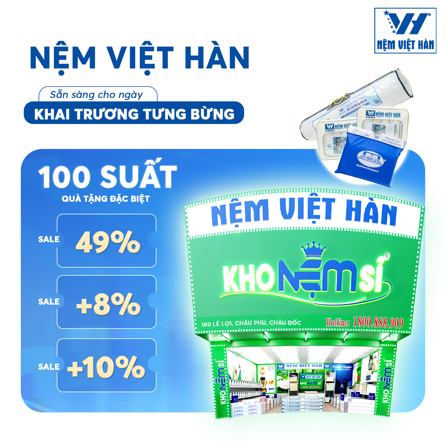 Nệm Việt Hàn 180 Lê Lợi, Châu Phú, Châu Đốc Sẵn Sàng Cho Ngày Khai Trương Tưng Bừng