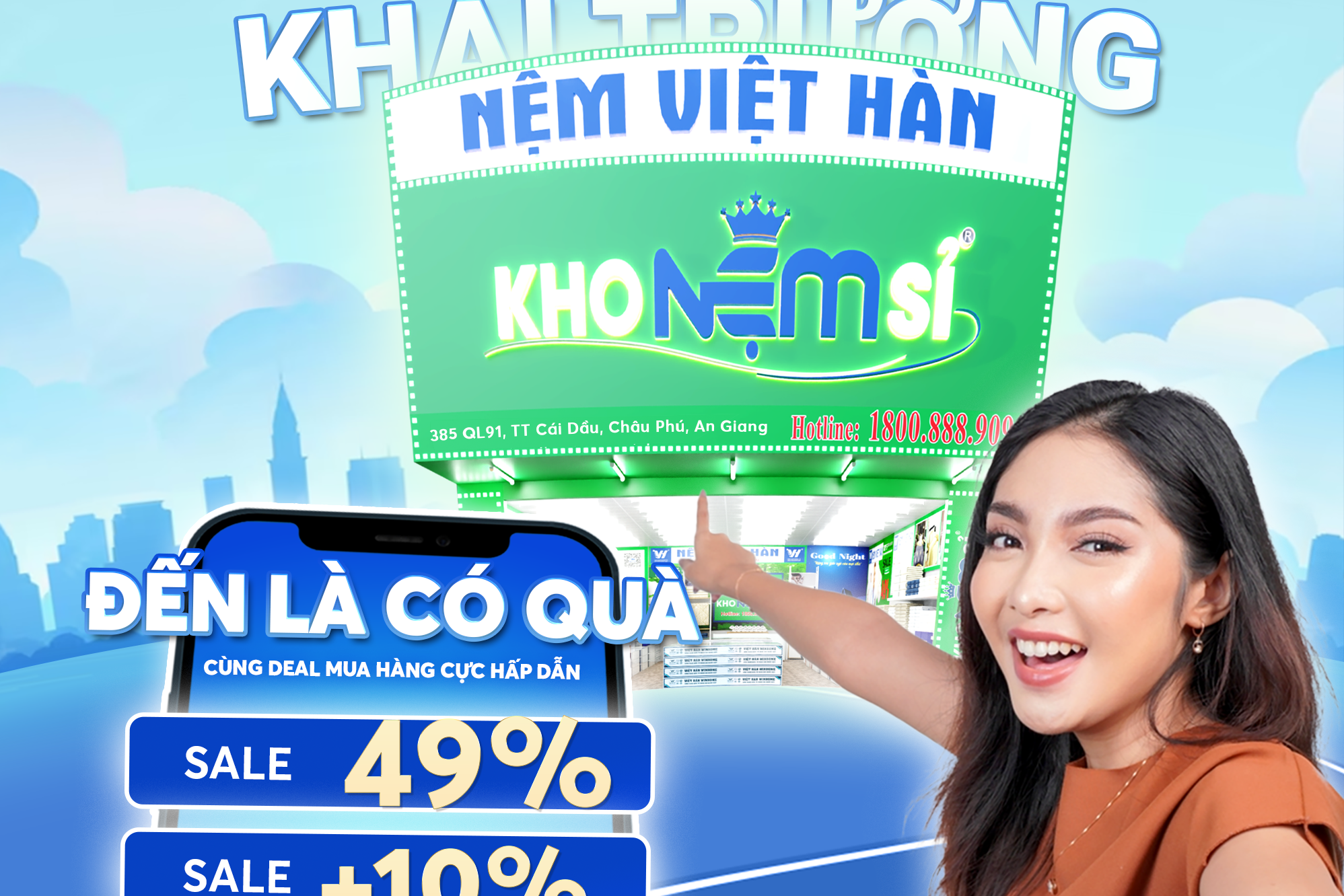 Tưng Bừng Khai Trương Cửa Hàng Nệm Việt Hàn Thị Trấn Cái Dầu - Châu Phú - An Giang