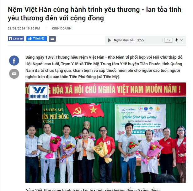 Nệm Việt Hàn cùng hành trình yêu thương